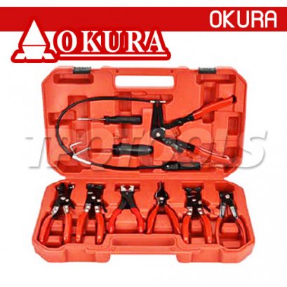 E-OK-AT019 ชุดคีมหนีบเข็มขัดรัดท่อ 9 ตัวชุด OKURA