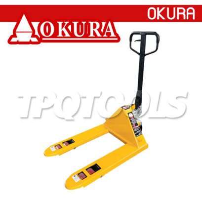 E-OK-HP03XS รถลากพาเลท หมุนรอบยกได้ 180 องศา รุ่นสั้นพิเศษ 0.8 เมตร ขนาด 3 ตัน ปรับหมุนยกได้ 180 องศา &quot;OKURA&quot;