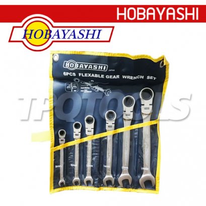 HB-6GW ชุดประแจแหวนฟรี-ปากตาย 6 ตัวชุด (8-19 มม.) HOBAYASHI