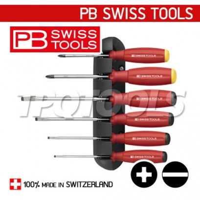 PB8244 ไขควงชุด 6ตัวชุด แบน+แฉก+แผงแขวน