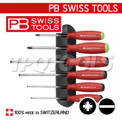 PB8245 ไขควงชุด 6ตัวชุด แบน+PZ+แผงแขวน