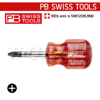 PB195-2-40 ไขควงปากแฉก รุ่นด้ามสั้น Classic Stubby PH2 DIA.6 x 90 มม. PB SWISS TOOLS