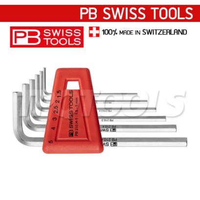 PB210H-5 ชุดประแจหกเหลี่ยมสั้น 6 ตัวชุด ขนาด 1.5-5 มม. PB SWISS TOOLS