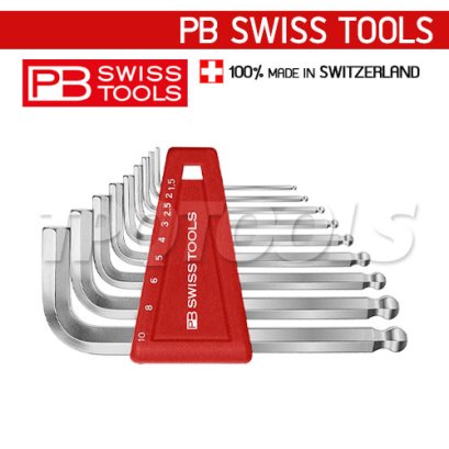 PB212H10 ชุดประแจหกเหลี่ยมหัวบอลสั้น ขนาด 1.5-10 มม. (8 ตัวชุด) PB SWISS TOOLS
