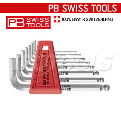 PB212H8 ชุดประแจหกเหลี่ยมหัวบอลสั้น ขนาด 1.5-8 มม. (8 ตัวชุด) PB SWISS TOOLS