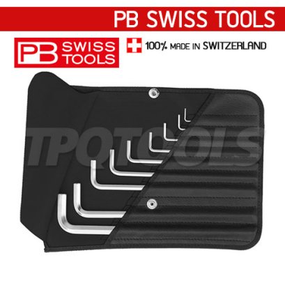 PB214ZK ชุดประแจหกเหลี่ยมตัวยาว (นิ้ว) บรรจุซองหนัง ขนาด 3/32"-3/8" (8 ตัวชุด) PB SWISS TOOLS