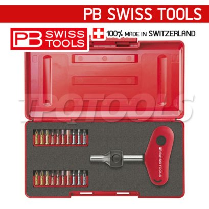 PB255MRSET ชุดไขควงด้ามฟรีตัวที พร้อมดอกไขควง แฉก-PZ-HEX-TORX PB SWISS TOOLS