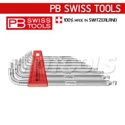 PB3212LH10 ชุดประแจแหกเหลี่ยมหัวบอลแบบยาว รุ่น SAFETY GRIP ขนาด 1.5-10 มม. (9 ตัวชุด) PB SWISS TOOLS