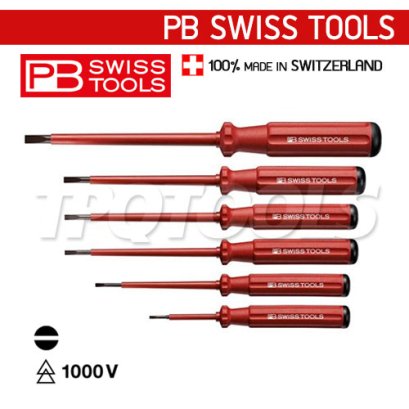 PB5540 ชุดไขควงกันไฟปากแบน VDE1000V 6 ตัวชุด เบอร์ 00,0,1,2,3,4 PB SWISS TOOLS