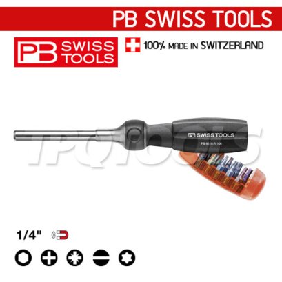 PB6510R100 ไขควงเปลี่ยนหัวได้ ปากแบน+แฉก+PZ+TORX ในตัวเดียว ใช้งานเหมือนด้ามไขควงทั่วไป &quot;รุ่นใหม่&quot; PB SWISS TOOLS