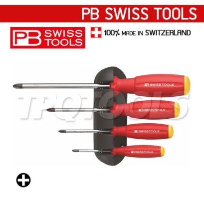 PB8242 ชุดไขควงปากแฉก 4 ตัวชุด SWISSGRIP HANDLE เบอร์ 0,1,2,3 พร้อมแผงแขวน PB SWISS TOOLS