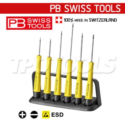 PB8641ESD ไขควงชุดไฟฟ้า กันไฟฟ้าสถิต ESD 6 ตัวชุด ด้ามเรียวสีแดง PB SWISS TOOLS