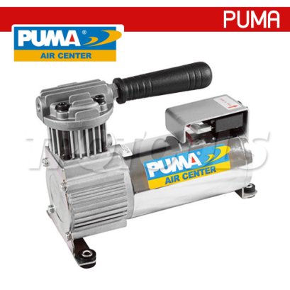 DC-02-12V ปั๊มลมไร้น้ำมันแบบพกพาพูม่า สำหรับติดรถยนต์ ขนาด 1/4 HP ปริมาณลม 34 ลิตร/นาที 3000 RPM แรงดันสูงสุด 10 บาร์ / 12V พูม่า PUMA