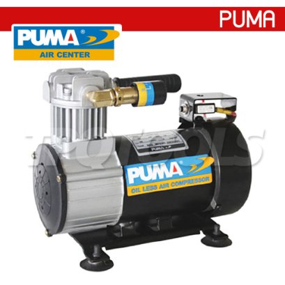 DC-05-12V ปั๊มลมไร้น้ำมันแบบพกพาพูม่า สำหรับติดรถยนต์ ขนาด 1/2 HP ปริมาณลม 66 ลิตร/นาที 2100 RPM แรงดันสูงสุด 10 บาร์ / 12V พูม่า PUMA