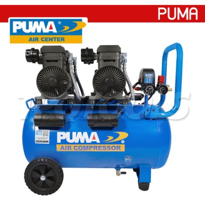 FORCE-55 ปั๊มลมไร้น้ำมันพูม่า (ออยล์ฟรี) OIL-FREE ความจุถัง 55 ลิตร 1450Wx2 มอเตอร์ทองแดง รอบมอเตอร์ 2850 RPM พูม่า PUMA