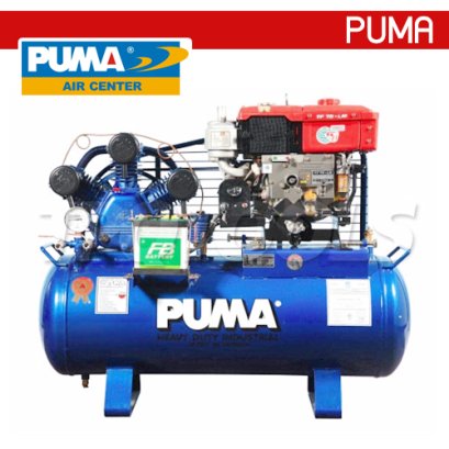 TPU-100 ปั๊มลมสายพานพร้อมเครื่องยนต์ / ปั๊มลมอันโหลดดิ้งพร้อมเครื่องยนต์ ขนาด 10 แรง (HP) 3 ลูกสูบ ความจุถัง 315 ลิตร พูม่า PUMA