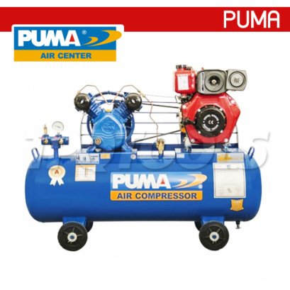 TPU-20 ปั๊มลมสายพานพร้อมเครื่องยนต์ / ปั๊มลมอันโหลดดิ้งพร้อมเครื่องยนต์ ขนาด 2 แรง (HP) 2 ลูกสูบ ความจุถัง 148 ลิตร พูม่า PUMA