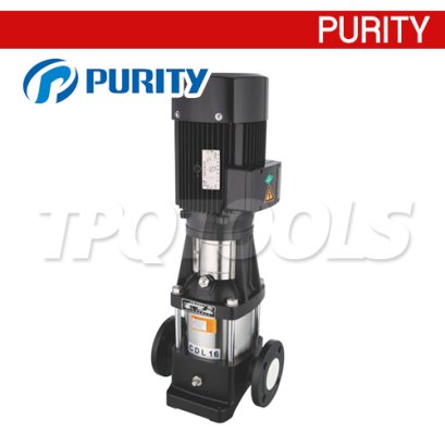 "PURITY" CDLm8-4 ปั๊มน้ำแนวตั้งส่งสูง 4 ใบพัด 8 คิว ดูดลึก 7 เมตร ส่งสูง 36/41 เมตร ท่อเข้าออก 40 มม. กำลังไฟฟ้า 2.0 แรง 1.5 KW
