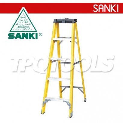 LD-FBE05 (5 ขั้น) บันไดไฟเบอร์กลาสทรงเอซันกิ ECO มีถาด SANKI