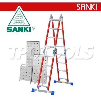 LD-FML16P (16 ขั้น) บันไดไฟเบอร์กลาสเอนกประสงค์พับได้ + เพลท SANKI