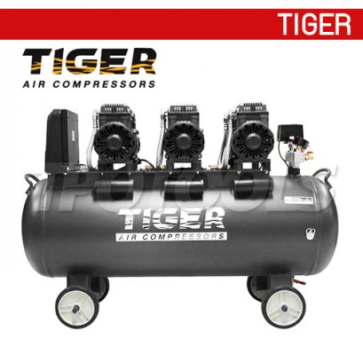 JAGUAR-120 ปั๊มลมออยล์ฟรีระบบไร้น้ำมัน ขนาด 120 ลิตร 1390Wx3 มอเตอร์ทองแดง รอบมอเตอร์ 2850 RPM ไทเกอร์ TIGER