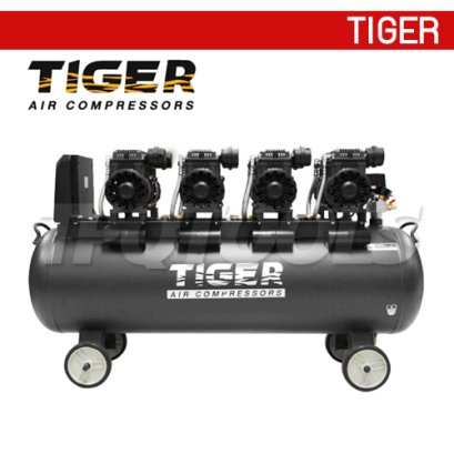 JAGUAR-150 ปั๊มลมออยล์ฟรีระบบไร้น้ำมัน ขนาด 150 ลิตร 1390Wx4 มอเตอร์ทองแดง รอบมอเตอร์ 2850 RPM ไทเกอร์ TIGER