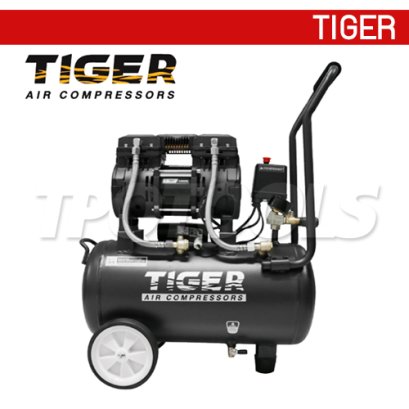 JAGUAR-25 ปั๊มลมออยล์ฟรีระบบไร้น้ำมัน ขนาด 25 ลิตร 1390W มอเตอร์ทองแดง รอบมอเตอร์ 2850 RPM ไทเกอร์ TIGER