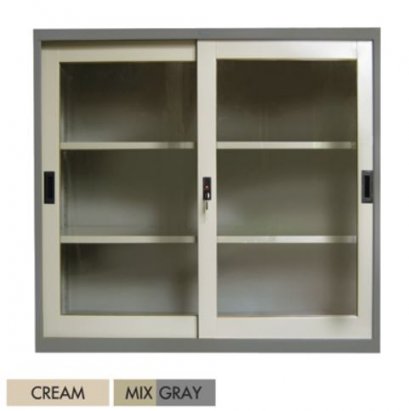 ตู้เหล็กบานเลื่อนกระจก