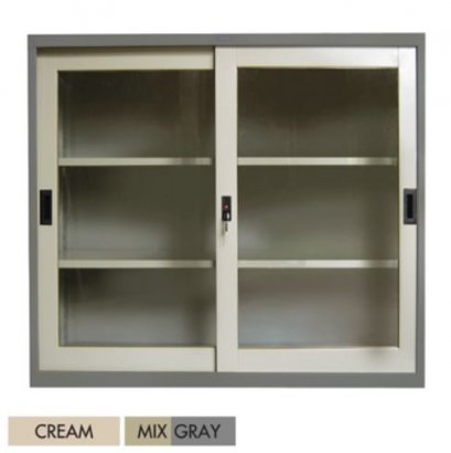 ตู้เหล็กบานเลื่อนกระจก