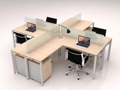 DS-WS10 โต๊ะทำงานกลุ่ม 4 ที่นั่งทรงแอล