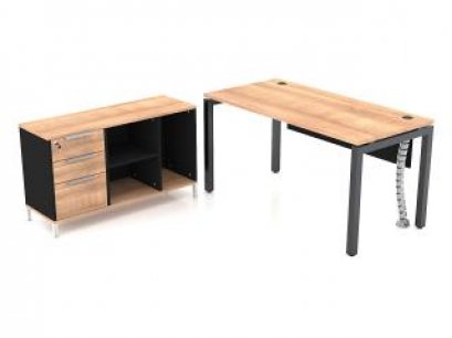 โต๊ะทำงานขาเหล็ก พร้อมตู้