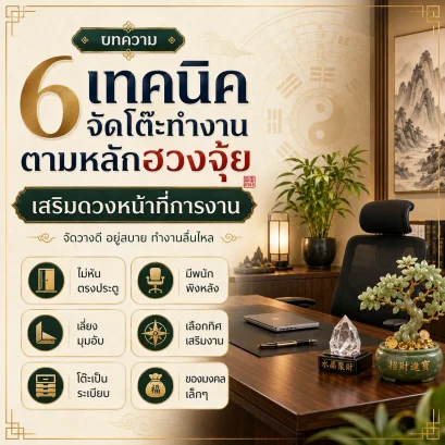 6 เทคนิคจัดโต๊ะทำงานตามหลักฮวงจุ้ย เสริมดวงหน้าที่การงาน