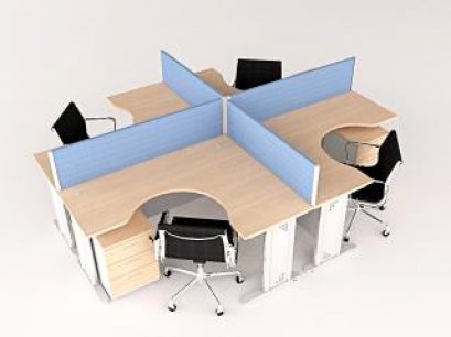 DS-WS119 โต๊ะทำงานกลุ่ม 4 ที่นั่งทรงแอล