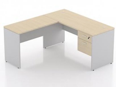 โต๊ะทำงานตัวแอลขาไม้ พร้อมลิ้นชัก