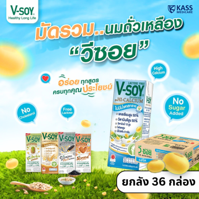 V-soy วีซอย มัดรวมนมถั่วเหลืองวีซอยทุกรสชาติ (ยกลัง 36 กล่อง)