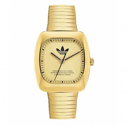 ADIDAS AOSY24024 Unisex Retro Wave One Quartz Watch Gold 37mm.