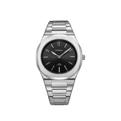 D1 Milano D1-UHBJ01 นาฬิกาข้อมือ  นาฬิกา MALE  39 mm D1 MILANO UHBJ01 GROOVY SILVER BLACK -ULTRA THIN