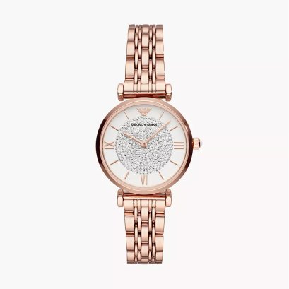 Emporio Armani Stainless Steel Analog White Dial Women Watch - AR11244, Gold Band