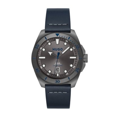 HUGO BOSS นาฬิกาผู้ชาย VISIT รุ่น HB1530302 สายหนัง สีน้ำเงิน 44มม.