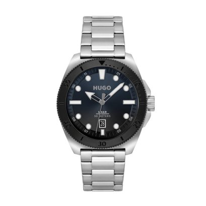 HUGO BOSS นาฬิกาผู้ชาย VISIT รุ่น HB1530305 สายสเเตนเลส สีเงิน 44มม.