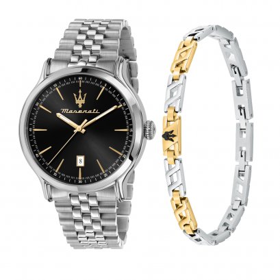 Maserati R8853118029 Epoca Bracelet Acier Argent Black 42mm.