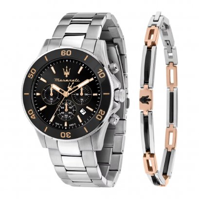 Maserati R8873600001 Competizione Bracelet Acier Argent นาฬิกา+กำไล 43mm.