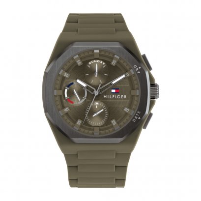 Tommy Hilfiger TH1792121 Troy Khaki Rubber Strap dark green 44 mm.