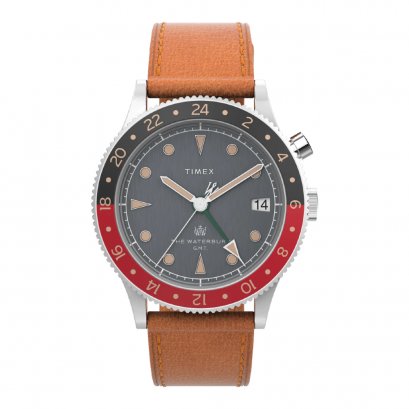 Timex TW2V74000 Waterbury Traditional GMT Leather Strap Watch 39mm