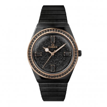 TIMEX TW2W10600 Q Crystal นาฬิกาข้อมือผู้หญิง สายสแตนเลส สีทอง หน้าปัด  36 มม.