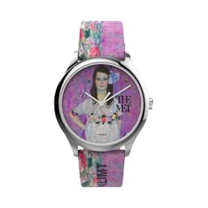 TIMEX TW2W24900 The MET Klimt นาฬิกาข้อมือผู้หญิง สายหนัง สีม่วง หน้าปัด 40 มม.