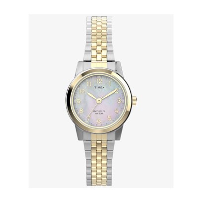 Timex Easy Reader Timex Main Street TW2W35300 Mother Of Pearl Dial Dual Tone Stainless Steel Strap Women Silver Watch 25mm