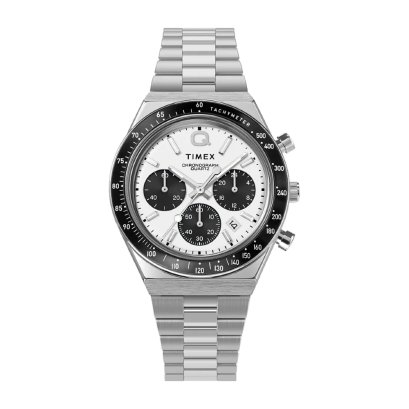 Timex TW2W53300 Silver Mens Chronograph Watch Q Diver Chrono 40mm.