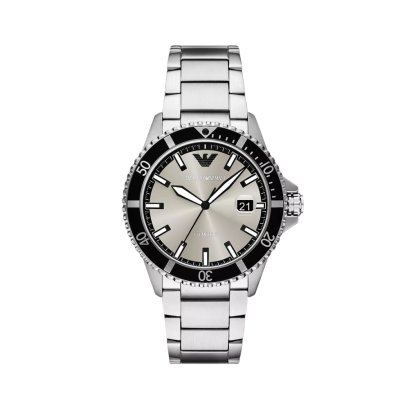 Emporio Armani AR11683 MEN 42 MM นาฬิกาข้อมือ นาฬิกาผู้ชาย World Explorer Three-Hand Date Stainless Steel Watch