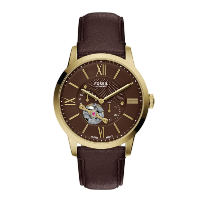 Fossil ME3286  Townsman Automatic Dark Brown Leather Watch 44MM นาฬิกาข้อมือ นาฬิกาผู้ชาย